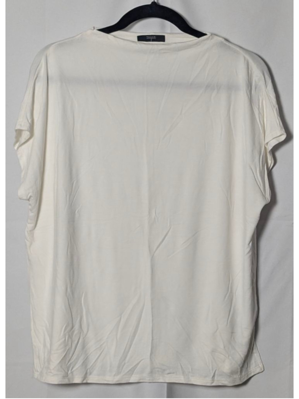 Tahari White Short Sleeve Blouse Top Size Large Minimalist
